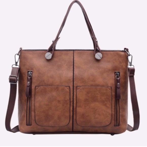 Handbags - SHAI Zipper Details pocket Tote Bag - BROWN